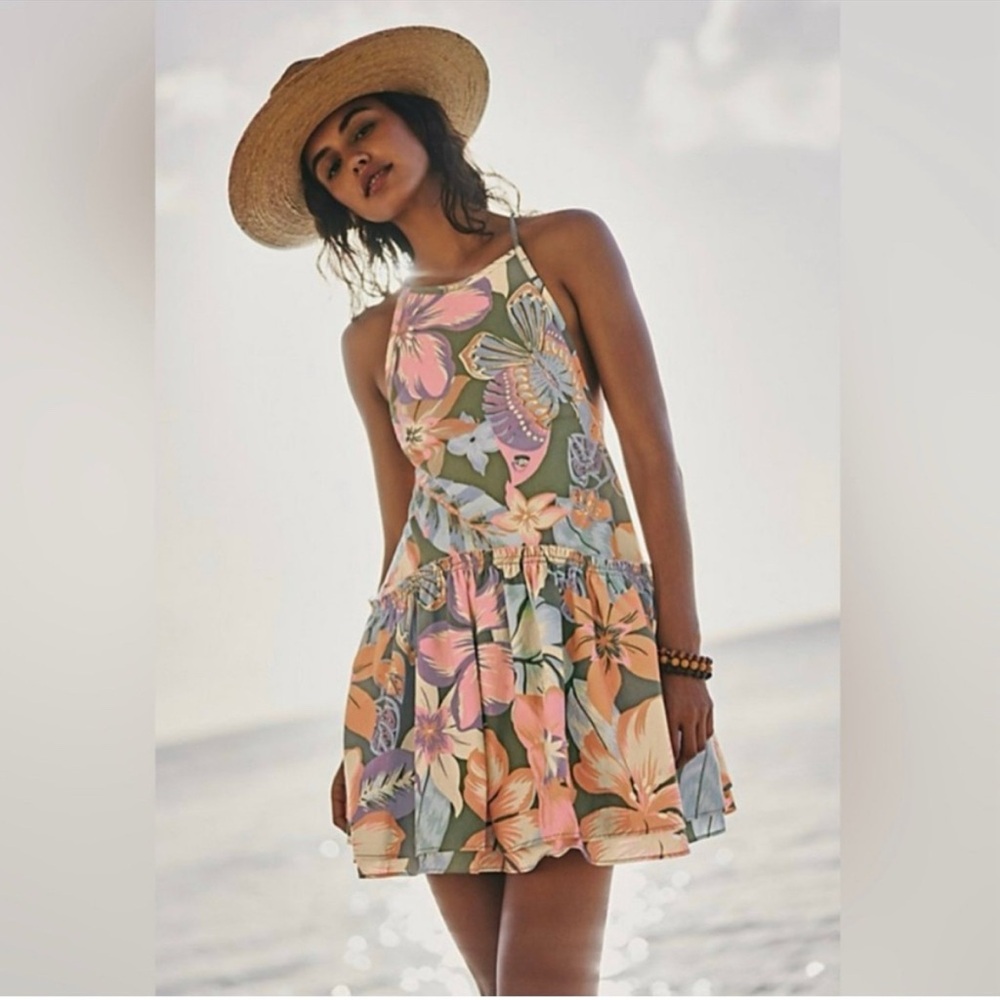 New Free People Deserted Island Mini Sundress‎ Rainforest Combo Boho Beach XS